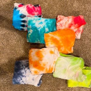 8 colorful hand made tie dye shirts!